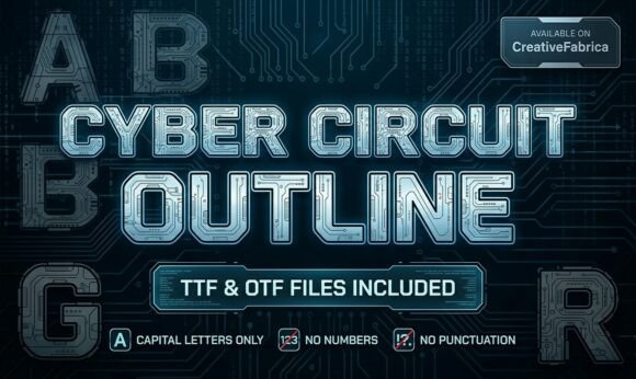 Cyber Circuit Outline Typeface Review